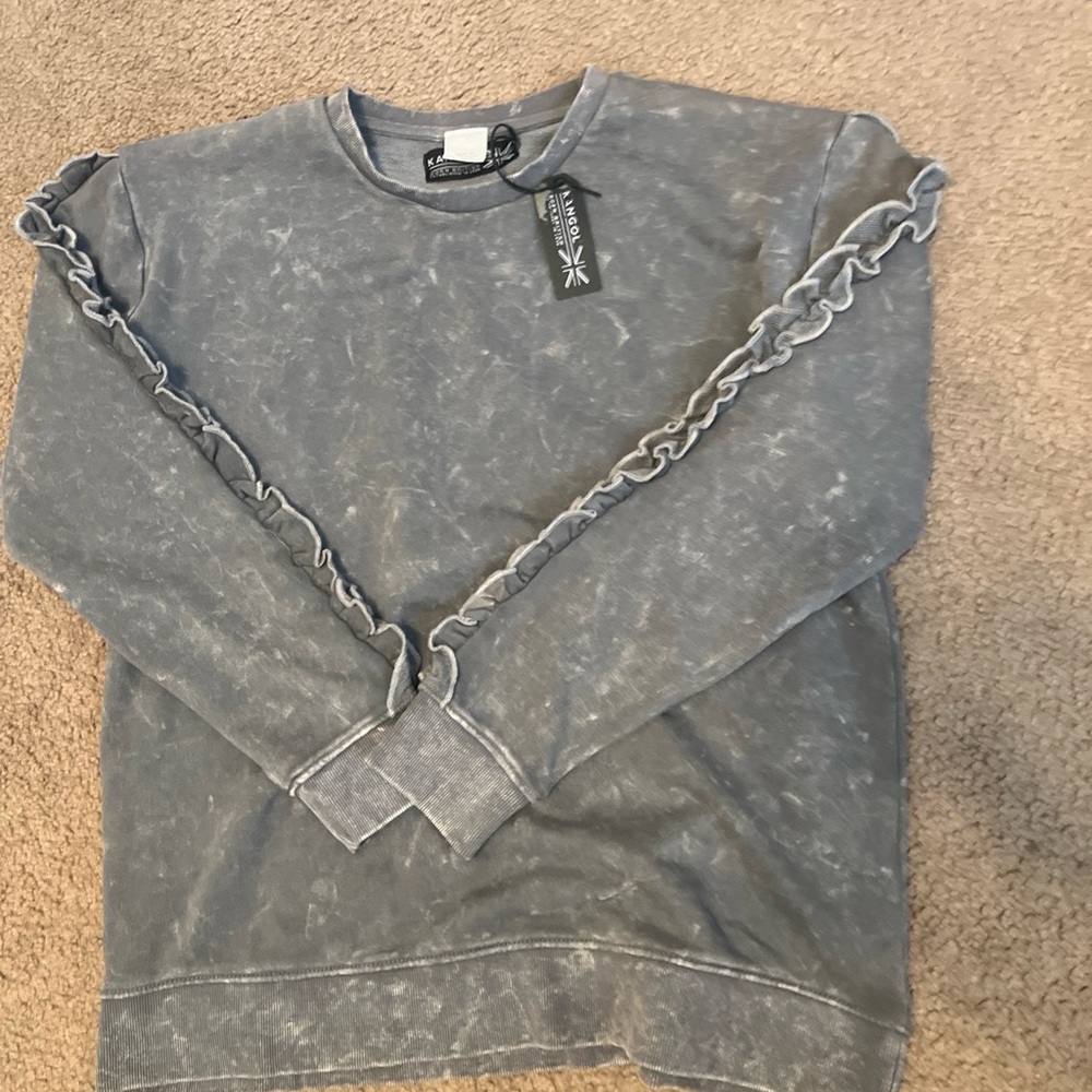 Kangol Distressed Gray Crewneck Sweater - Picture 3 of 10